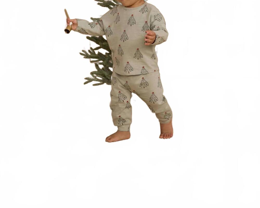NEW RYLEE + CRU boys trees long sleeve tee and pant set in pistachio